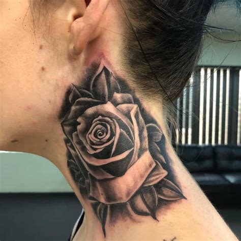 Top 71 Best Rose Neck Tattoo Ideas 2021 Inspiration Guide