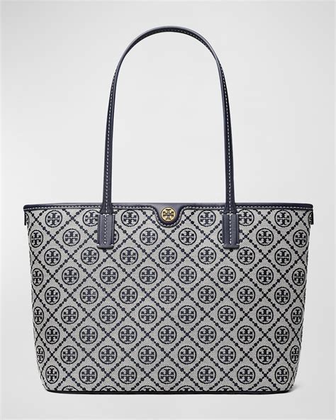 Tory Burch T Monogram Zip Canvas Tote Bag Neiman Marcus