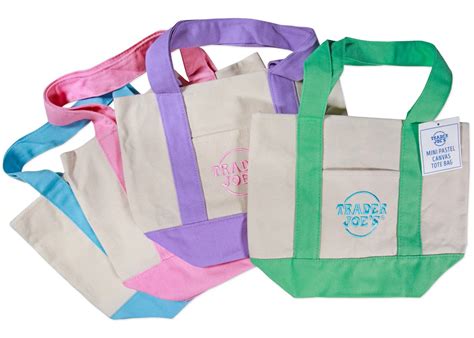 Trader Joe Amp 39 S Mini Canvas Tote Bag Set Of 4 Pastel In Canvas Tw