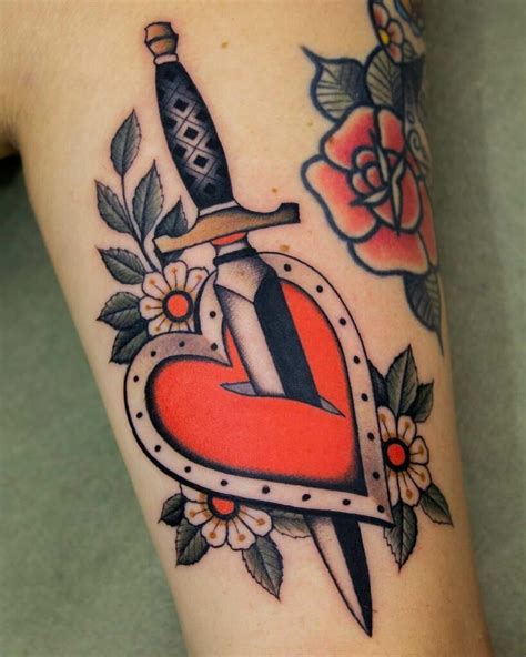 Traditional Dagger Heart Tattoo
