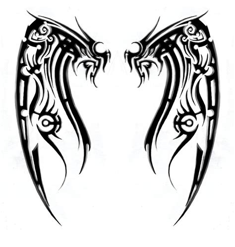 Tribal Wing Tattoo Design Bold Symmetrical Art For Body Ink 2013487 Clipart Library