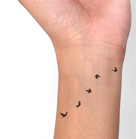 Two Flying Birds Temporary Tattoo Set Of 3 Small Tattoos