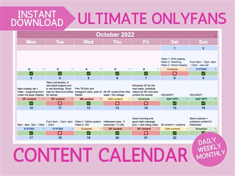 Ultimate Onlyfans Content Calendar Planner For Adult Creators Using Fansly Loyalfans