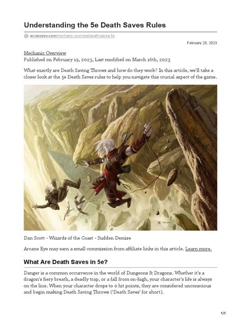 Understanding The 5E Death Saves Rules Pdf Dungeons Dragons Role Playing Games
