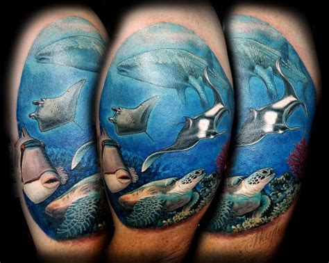 Underwater Seascape With Sea Life Half Sleeve By Haylo Tattoonow Underwater Seascape With Sea Life Half Sleeve By Haylo Tattoonow