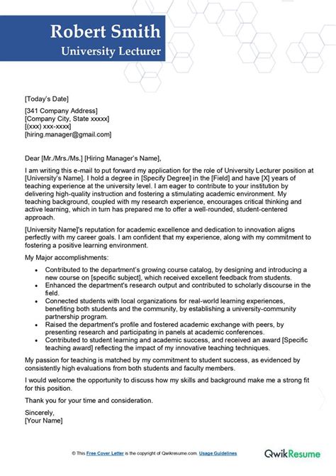 University Lecturer Cover Letter Examples Qwikresume University Lecturer Cover Letter Examples Qwikresume