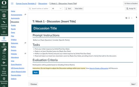 Uo Canvas Course Templates Teaching Support And Innovation