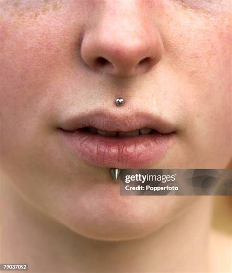 Upper Lip All Piercings On Face Fashion 18Th April 2002 Close Up Detail Of Young Girl