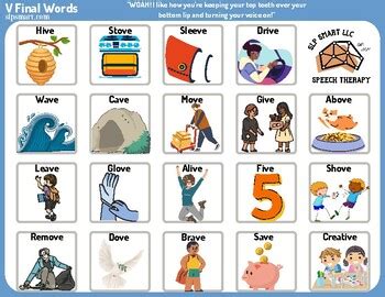 V Final Words Articulation Therapy Freebie Print Amp Go Tpt