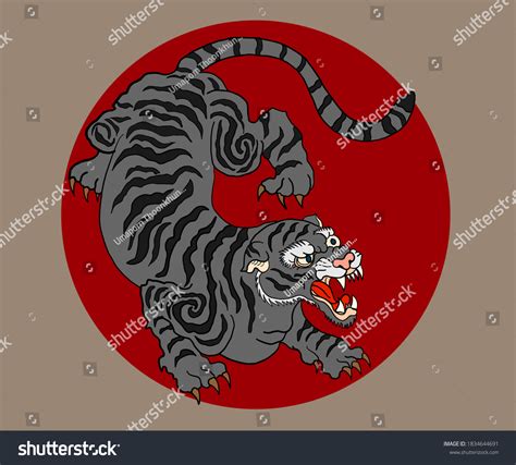 Vektor Stok Traditional Japanese Tiger Tattoo Designchinese Tiger Tanpa Royalti 1813067674 Shutterstock