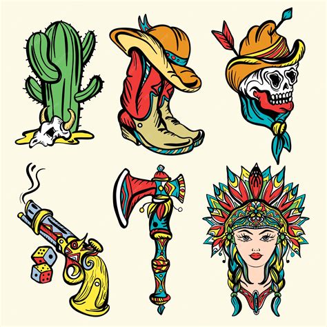 Vektor Stok Wild West Old School Tattoo Vector Tanpa Royalti 1798500985 Shutterstock Vektor Stok Wild West Old School Tattoo Vector Tanpa Royalti 1798500985 Shutterstock