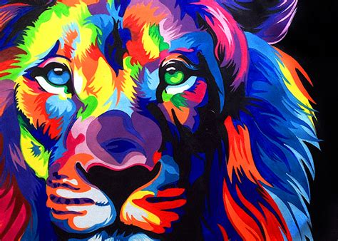 Vibrant Lion Abstract Painting On Canvas