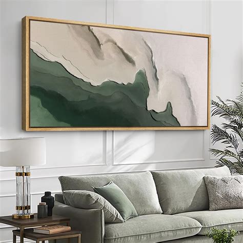 Wall26 Faux Texture Abstract Green Minimalist Modern Artwork Extra Large Framed Wall Art