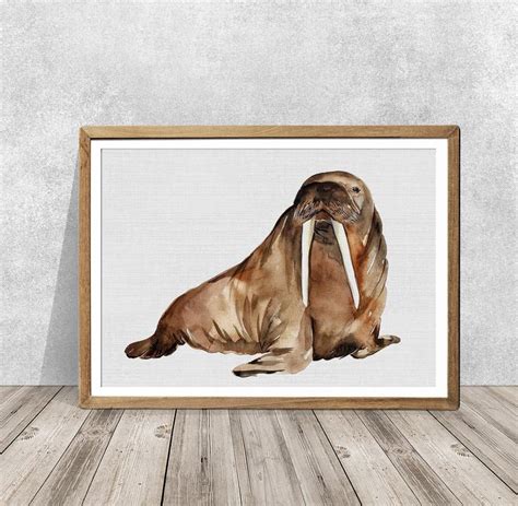Walrus Print Walrus Art Walrus Watercolor Walrus Painting Watercolor Ocean Animal Walrus Wall