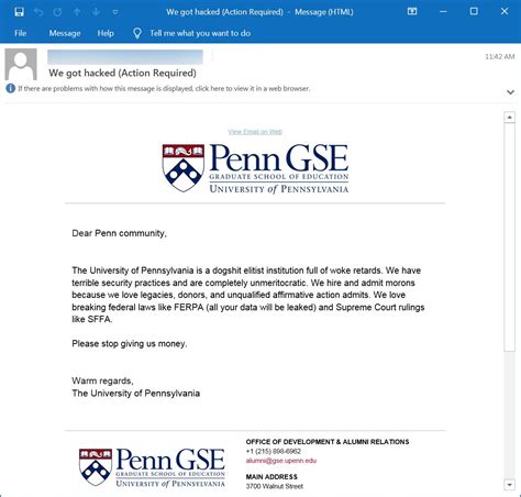 We Got Hacked Emails Threaten To Leak University Of Pennsylvania Data