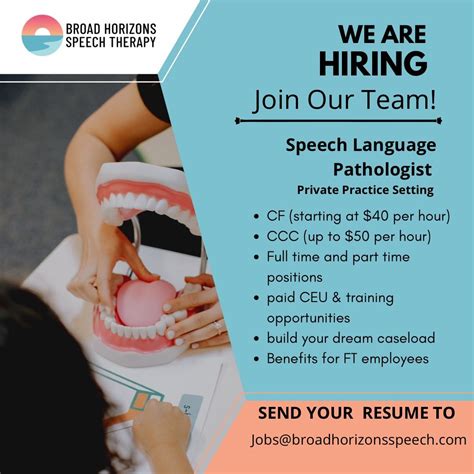 We Re Hiring Looking For A Fulfilling Career As A Speech Language Pathologist Join Our Pediatric Private Practice Team At Broad Horizons Speech Therapy Positions Available Cf Starting At 40 Hr