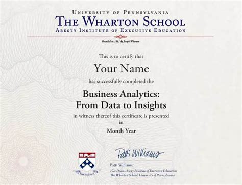 Wharton Business Analytics Program Data Analytics Certificate