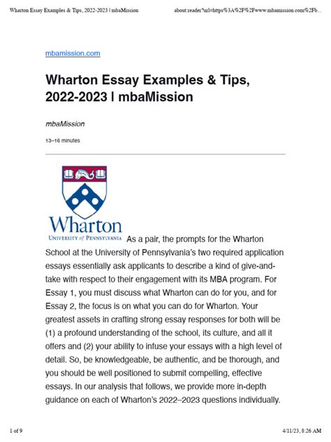 Wharton Emba Application Essay Tips Wharton Emba Application Essay Tips