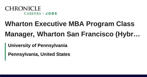 Wharton Executive Mba Program Class Manager Wharton San Francisco Hybrid Eligible Job With