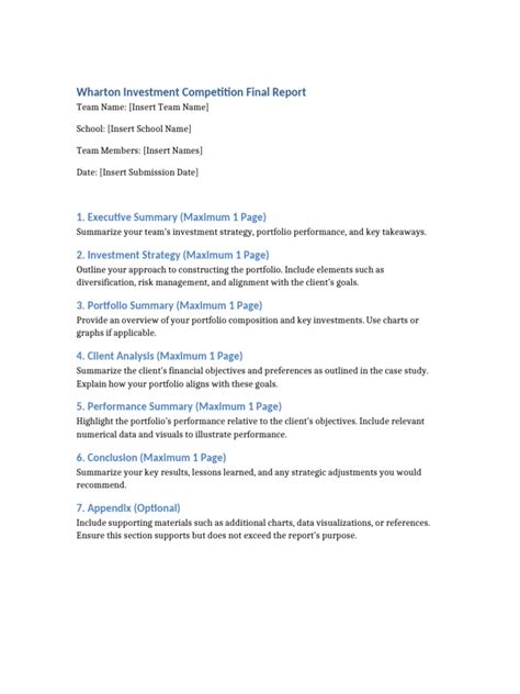 Wharton Investment Competition Template Pdf