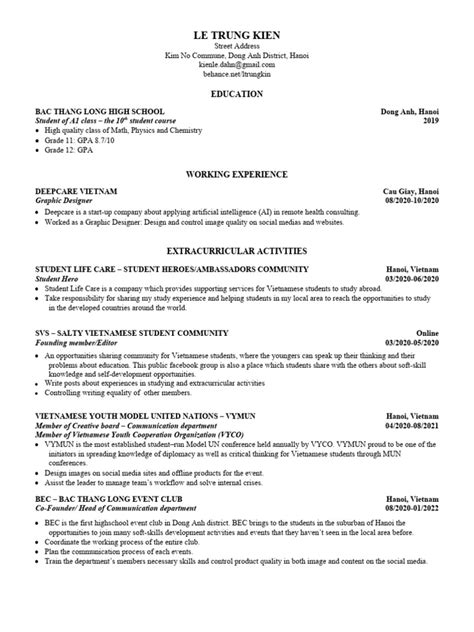 Wharton Resume Template Download Free Pdf Hanoi Vietnam