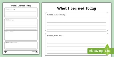 What I Learned Today Template What I Learned Today Template