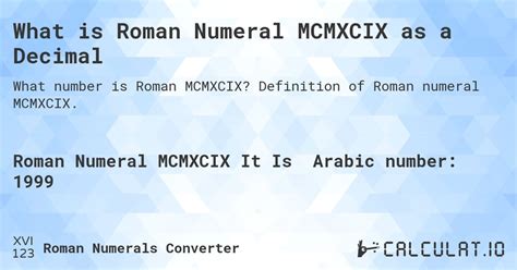What Is Roman Numeral Mcmxcix As A Decimal Calculatio