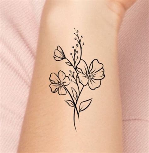 Wildflower Temporary Tattoo Floral Tattoo Small Tattoo Simple Tattoo Flower Tattoo 2 Etsy