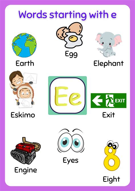 Words Begin With The Letter E English Worksheets For Kids English Worksheets For Kindergarten