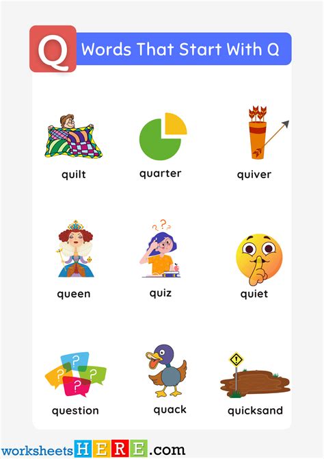Words That Start With Q List And Pictures For Kids Printable Pdf Worksheet Worksheetshere Com Words That Start With Q List And Pictures For Kids Printable Pdf Worksheet Worksheetshere Com