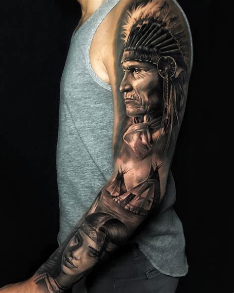 Wrapped Up This Native American Themed Half Sleeve Looking To Do More Large Scale Projects Like This Who S Down Tattoos Blackandgreytattoo Tattoartist Tattooideas Nativeamerican