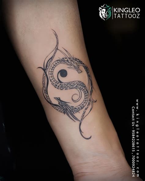 Yin Yang Dragon Tattoo Custom Design At Kingleo Tattooz Designed And Inked By The Talented Artist At Kingleo Tattooz For A Free Consultation On Your Meaningful Tattoo Contact Us At 95842 28615 Or 70009 24824 Indoretattoostudio